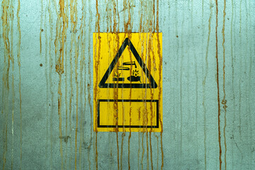 Chemical warnings sign on a wall