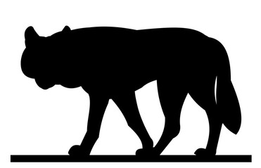 Wolf growls. Silhouette picture. Wild animal in nature. Predator in natural conditions. Isolated on white background. Vector.