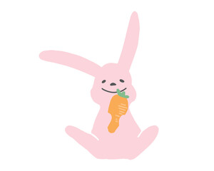 うさぎの手書きイラスト　主線なし　兎