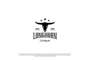 vintage bull, cow, longhorn logo design. ranch and farm logo template.