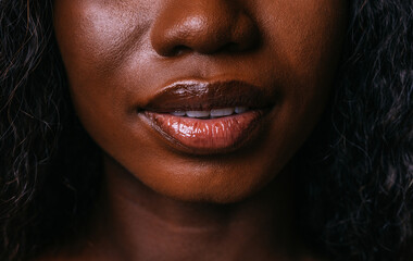 Beauty portrait of young beautiful black woman in studio, concepts about beauty, skin care and wellness