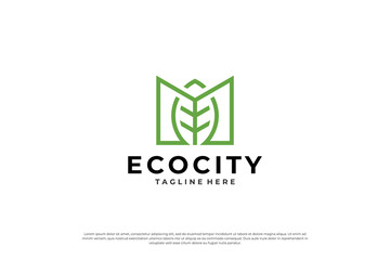 Green city logo. Environmentally friendly residential logo design concept.