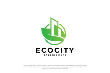 Green city logo design. Symbol icon for residential, apartment and city.