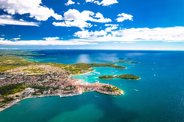 Rovinj archipelago aerial panoramic view