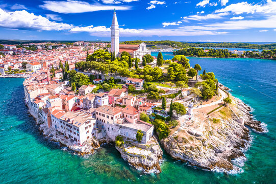Fototapeta Rovinj old town aerial panoramic view