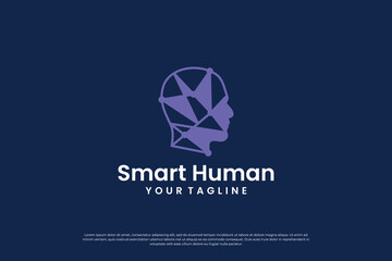 Artificial Intelligence logo design. Digital human logo concept.