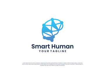digital human brain connection logo design.