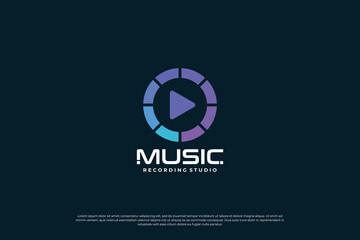 Creative music logo design. audio, sound logo template.