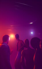 A drawing of a nightclub. Nightlife.