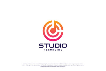 Simple music studio logo design template. © Dendika