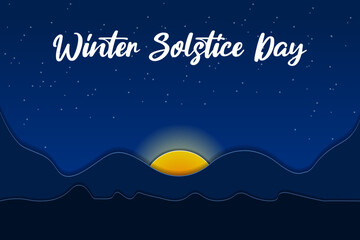 winter solstice day. papercut postcard - obrazy, fototapety, plakaty