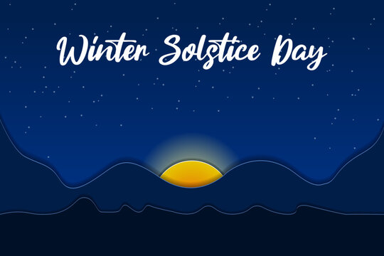winter solstice day. papercut postcard