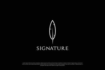 Feather pen quill signature logo design.