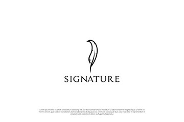 Feather pen quill signature logo design.