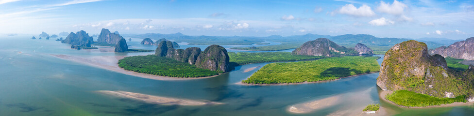 Aerial view of Phang Nga bay, Thailand