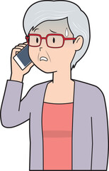 電話で青ざめるシニア女性