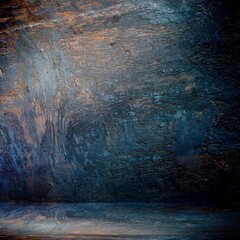 Dark blue wooden background 3d. Rough shabby texture. Illumination from top.