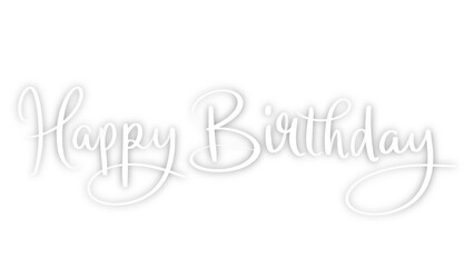 HAPPY BIRTHDAY! white brush lettering banner with drop shadow on transparent background