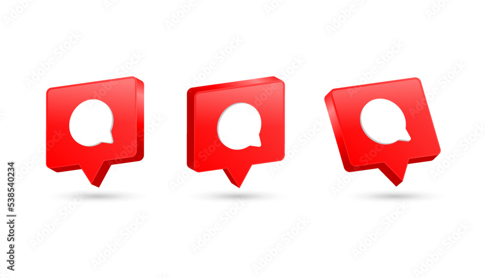 Poster 3d comment in speech bubble icon, Chat message comments bubbles background, social media notification icons, post reactions for social network, communication, Conversation, chatting icons, 3d render