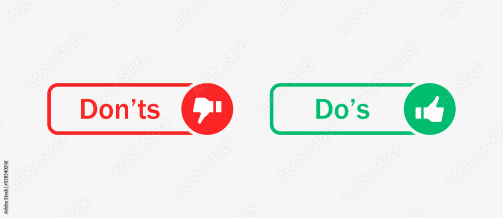 Aufkleber Dos and donts icons in line frame - thumbs up or thumb down. Like or dislike - do's and don'ts frames - true or false - Dos and dont in outline frame