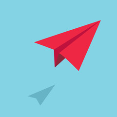 Fototapeta premium Origami Red paper plane flying in the sky;Startup concept 