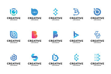 Set of initial letter B logo design inspiration. Creative letter B logotype collections.