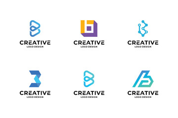 Set of creative letter B logo design template.