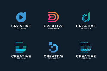 Collection of letter D logo design. Letters D logo symbol vector template.
