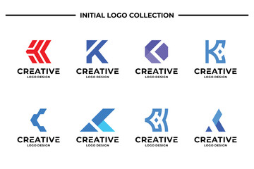 Set of collection letter K logo design templates. Abstract initial letters K symbol logo vector.