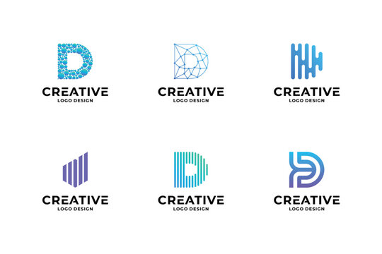 Set of creative letter D logo design template.