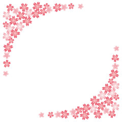 桜のフレーム背景素材　白バック　正方形
