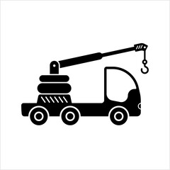 Crane Truck Icon, Crane Mounted On Truck, Towing Service Truck