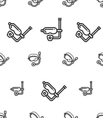 Snorkel Icon Seamless Pattern, Breath Hold Diving Snorkel