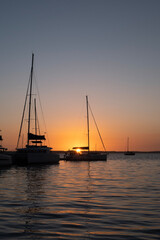 sunset on the sea harbour yachts boats orange sunset yacht masts 