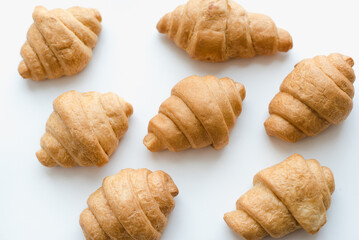 Croissants on a white background. Baking on a white background.