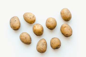 Potatoes isolated on white background. Potato on a white background. New potatoes.