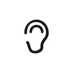 Ear icon. Noise exposure. Sales of hearing aids. Logo of the Doctor of Otolaryngology. Editable stroke.
