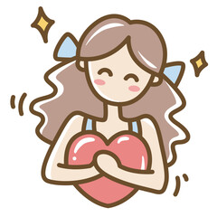 girl hugging heart