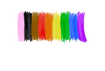 Hand drawing of flag in rainbow colors with copy space’, concept for calling all people to attend lgbtq+ celebrations event in pride month all over the world.