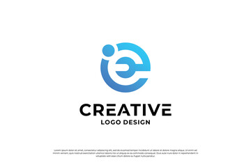 Letter E logo design vector. Initial letter E logo inspiration, Creative E symbol logo business.