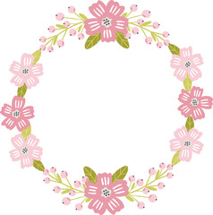 Naklejka na ściany i meble Floral hand drawn wreath, cute floral frame for kids and nursery design
