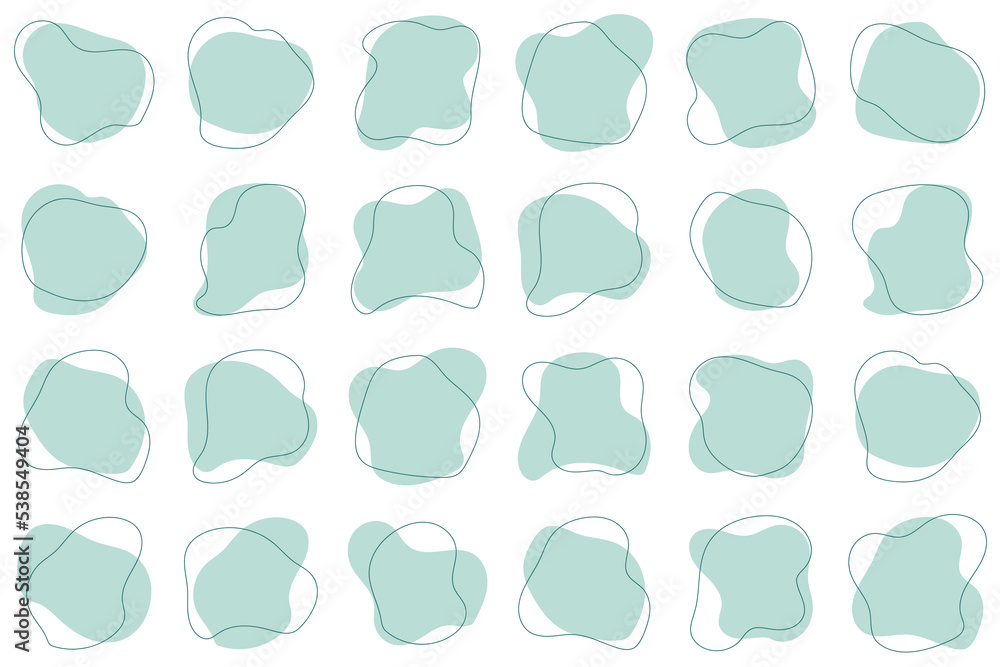 Poster blob shape organic. set of irregular round blot form graphic element. organic amoeba blob shape abst