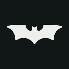 Vector black and white bat with wings. Element for design, template for website, icon for apps. Halloween. Creepy scary illustration in cartoon style.