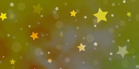 Fototapeta na wymiar Light Green, Yellow vector background with circles, stars.