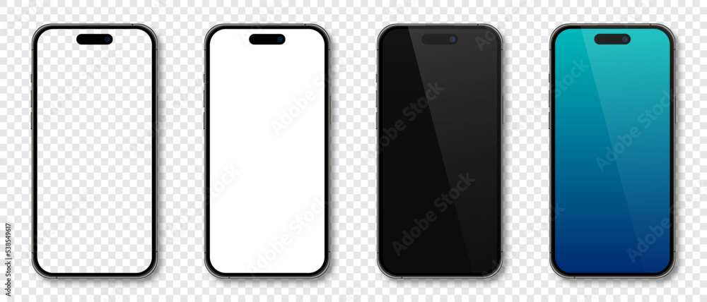 Poster realistic models smartphone. smartphone mockup collection. device front view. 3d mobile phone with s