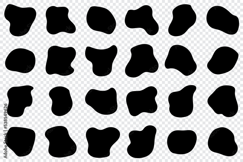 Poster abstract liquid shapes set. irregular oval blob. futuristic shape ink blots. liquid elements. random