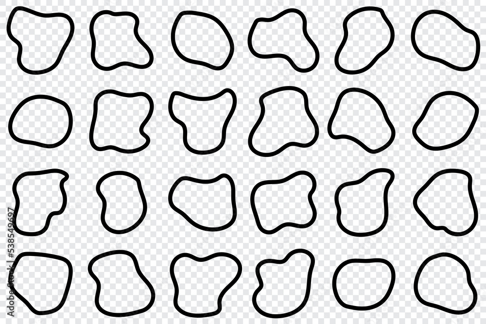Poster abstract linear liquid shape set. abstract black shapes. liquid shape elements. random outline fluid
