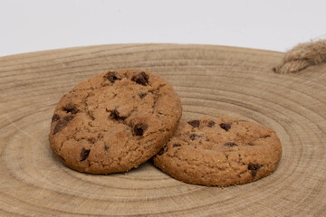 Chocolate chip cookies isolated on white background, Homemad cookies close up. High quality photo