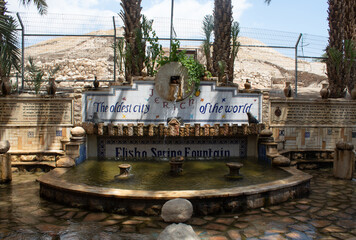 Jericho, Palestine - May 7th 2022: Fountain in Jericho, the oldest city of the world