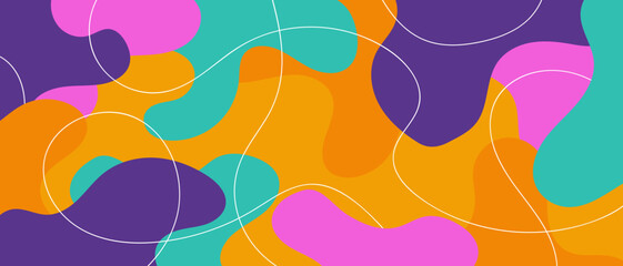 Abstract pop art color paint splash pattern background. Memphis geometry background. Vector overlay geometric design of trendy Memphis 80s-90s style. Vector liquid splash overlay geometric design